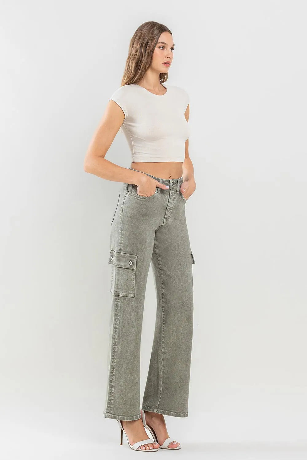 Vervet by Flying Monkey 90's Super High Rise Cargo Jeans - Wellen Fashion