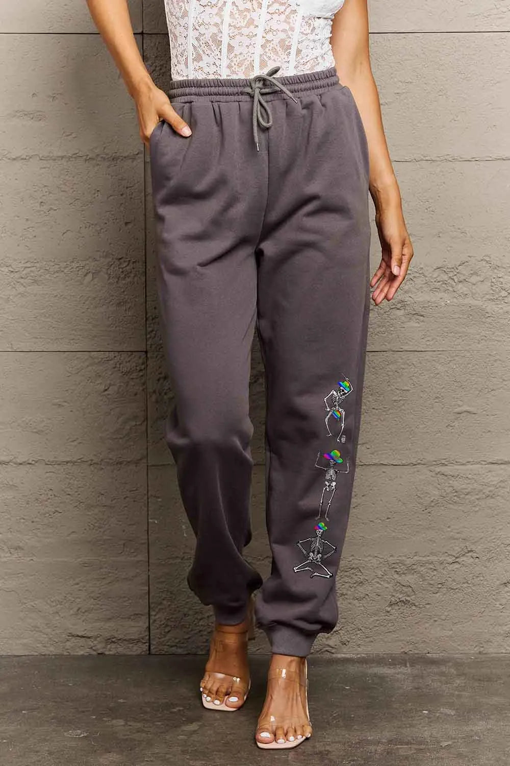 Simply Love Full Size SKELETON Graphic Sweatpants - Wellen Fashion