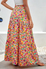 Printed Elastic Waist Maxi Skirt - Wellen Fashion