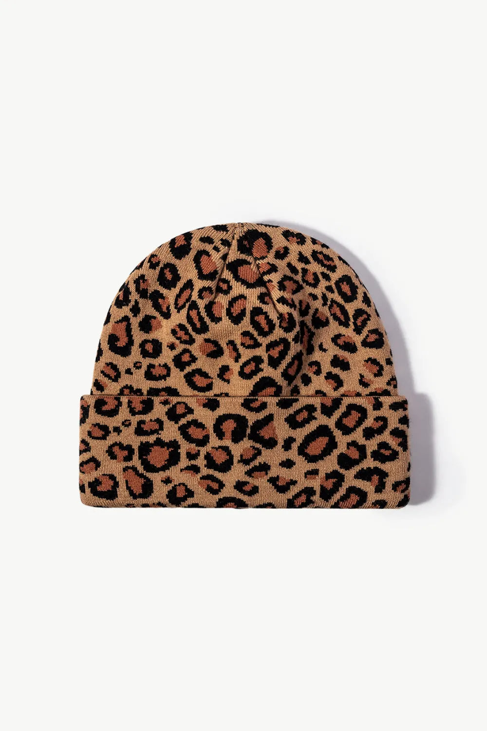 Leopard Pattern Cuffed Beanie - Wellen Fashion