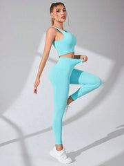 Scoop Neck Wide Strap Top and Pants Active Set - Wellen Fashion