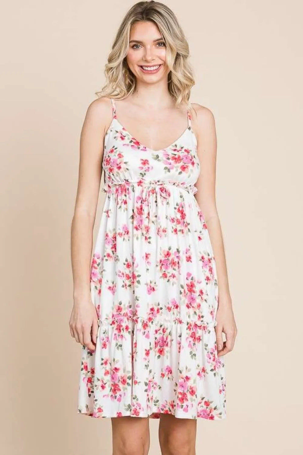 Culture Code Full Size Floral Frill Cami Dress - Wellen Fashion