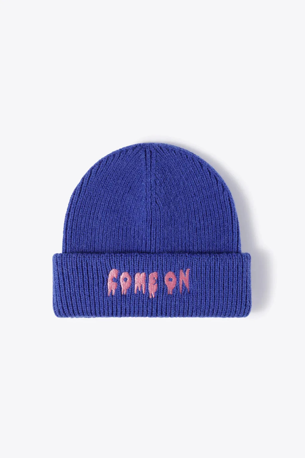 COME ON Embroidered Cuff Knit Beanie - Wellen Fashion