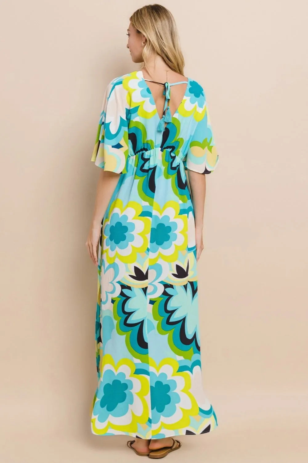 ODDI Floral Printed Slit Maxi Dress - Wellen Fashion