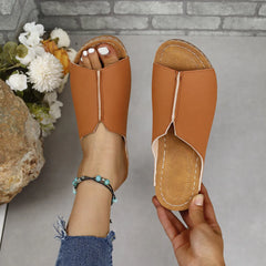 PU Leather Open Toe Sandals - Wellen Fashion