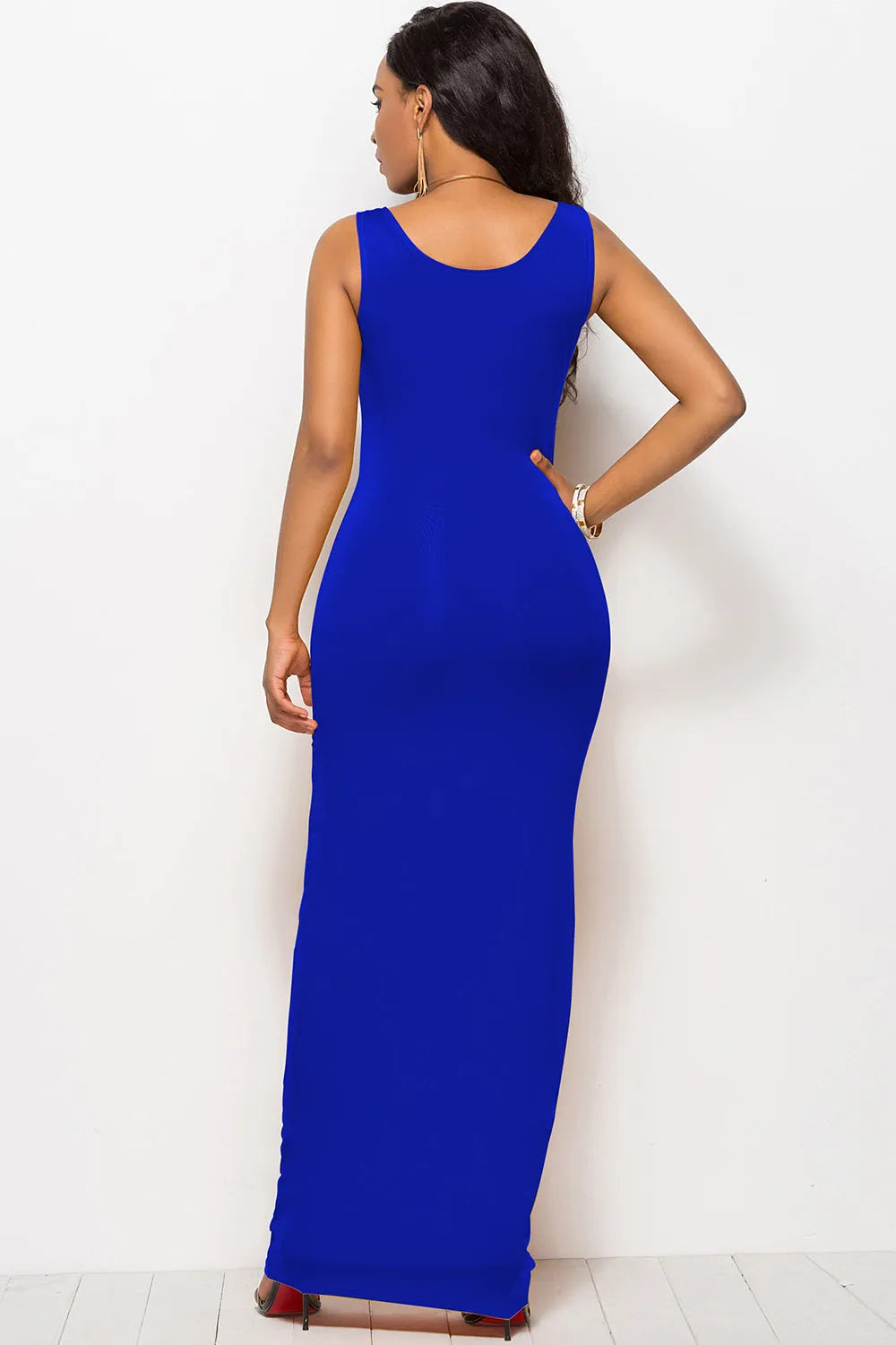 Scoop Neck Wide Strap Maxi Dress - Wellen Fashion