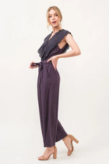 And The Why Laced Surplice Tie Waist Jumpsuit - Wellen Fashion