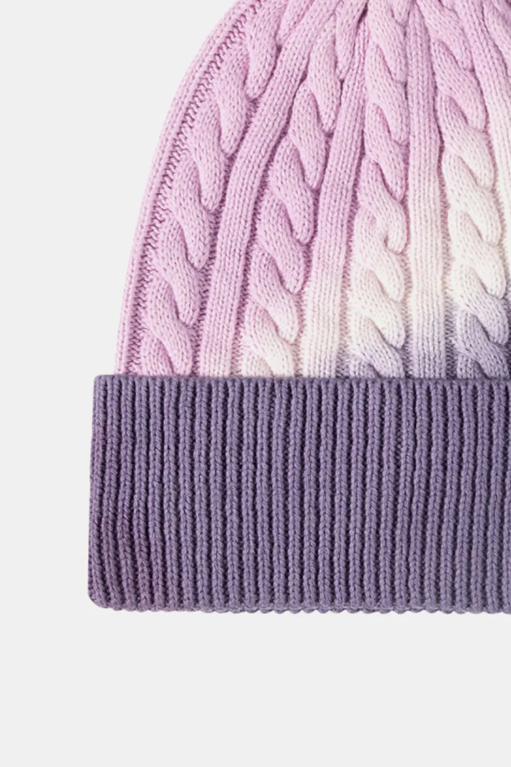 Contrast Tie-Dye Cable-Knit Cuffed Beanie - Wellen Fashion