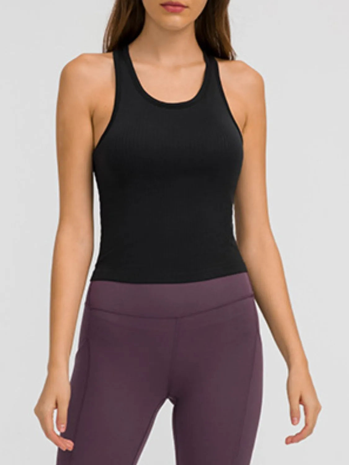 Millennia Round Neck Racerback Active Tank - Wellen Fashion