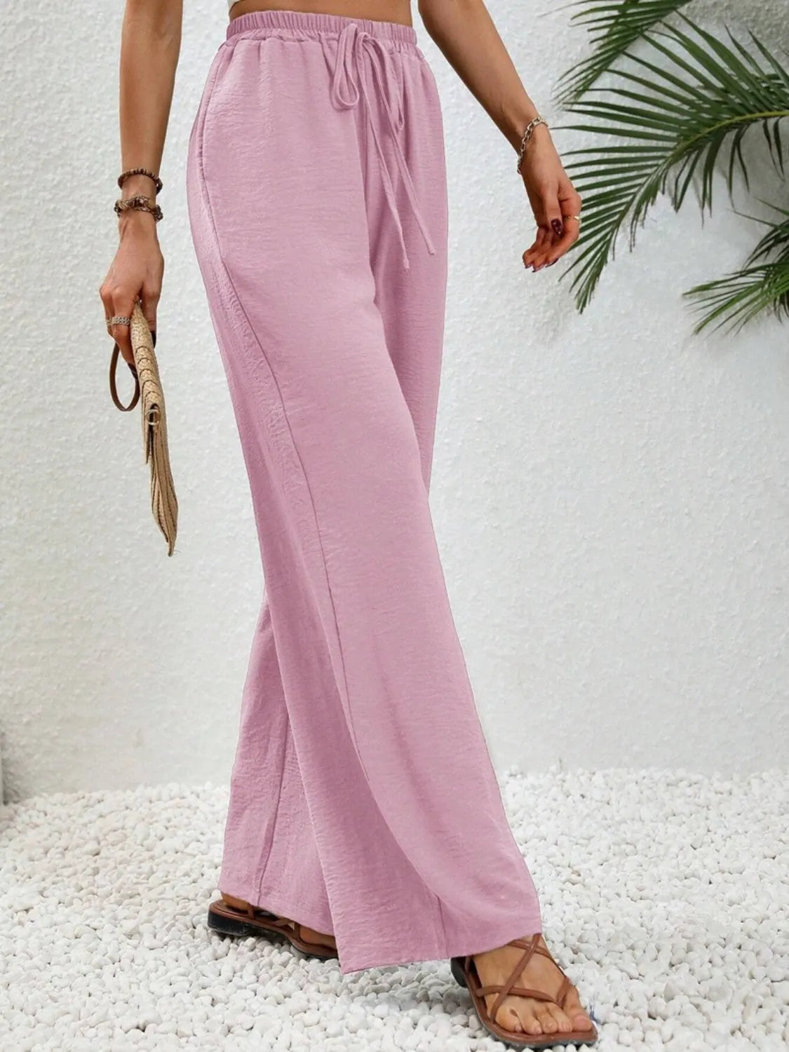 Wide Leg Drawstring Pants - Wellen Fashion