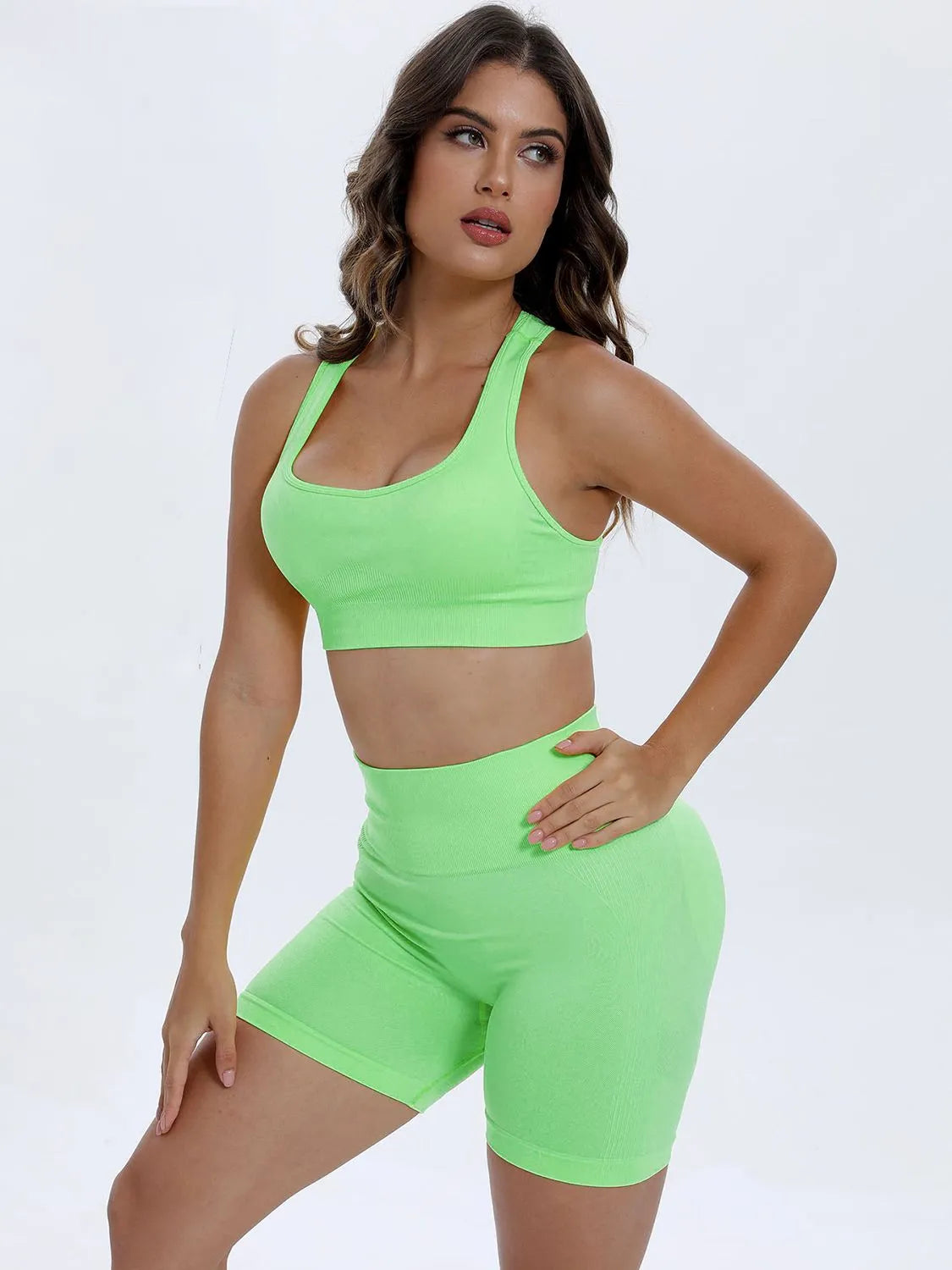 Scoop Neck Wide Strap Top and Shorts Active Set - Wellen Fashion