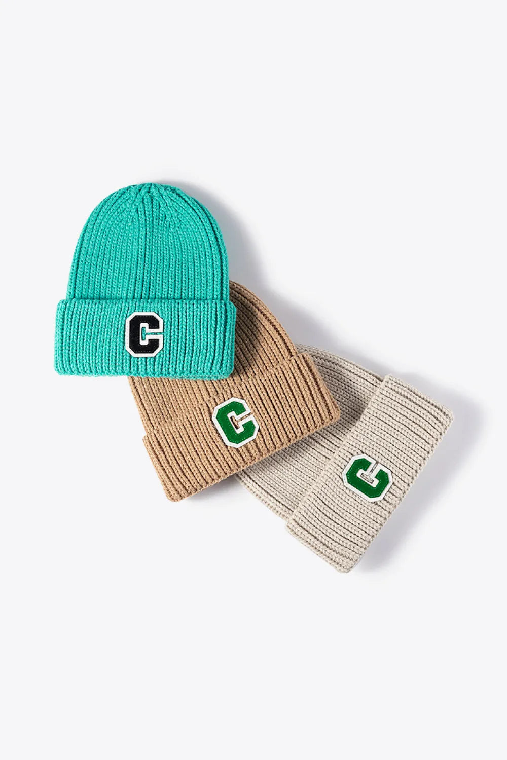 Letter C Patch Cuffed Beanie - Wellen Fashion