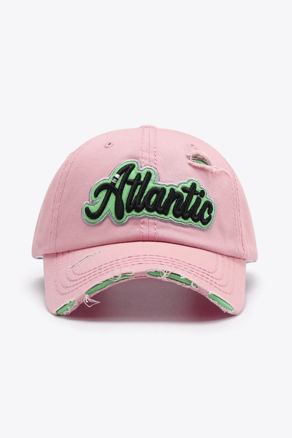 ATLANTIC Graphic Distressed Baseball Cap - Wellen Fashion