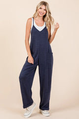 Mittoshop Patch Pocket Wide Leg Sleeveless Jumpsuit