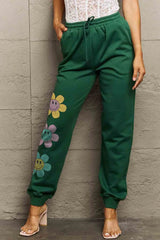 Simply Love Simply Love Full Size Drawstring Flower Graphic Long Sweatpants - Wellen Fashion