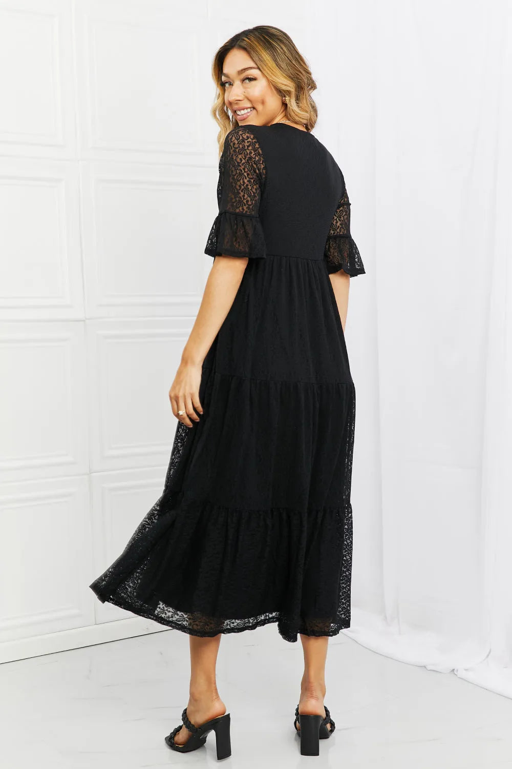 P & Rose Lovely Lace Full Size Tiered Dress - Wellen Fashion