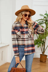 Collared Plaid Shacket - Wellen Fashion