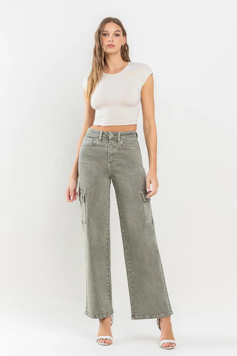 Vervet by Flying Monkey 90's Super High Rise Cargo Jeans - Wellen Fashion