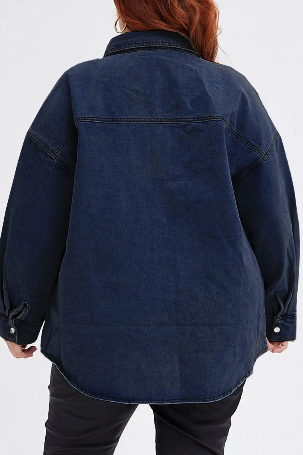 Plus Size Snap Down Pocketed Denim Jacket - Wellen Fashion