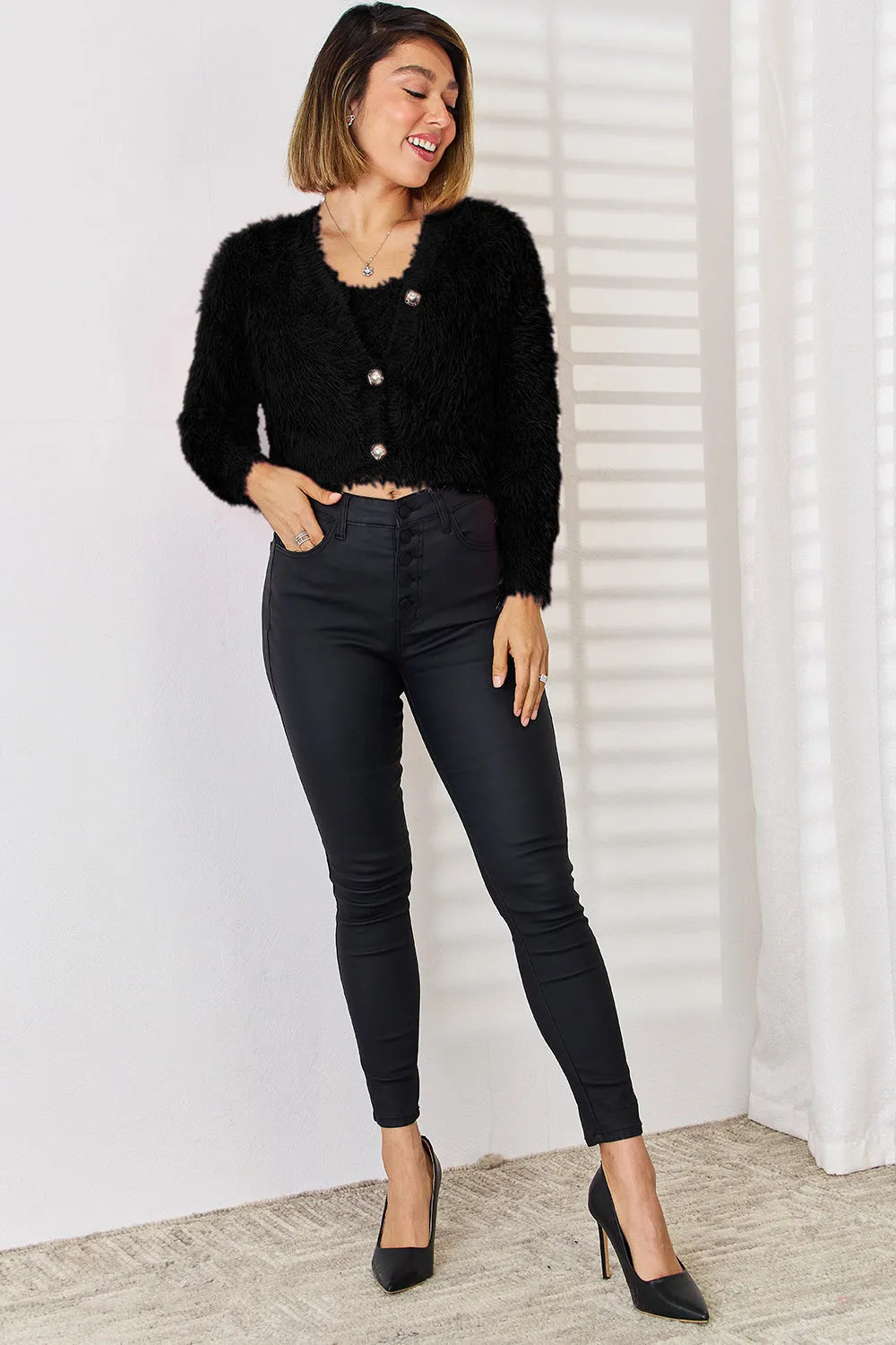 Scoop Neck Vest and Cardigan Sweater Set - Wellen Fashion