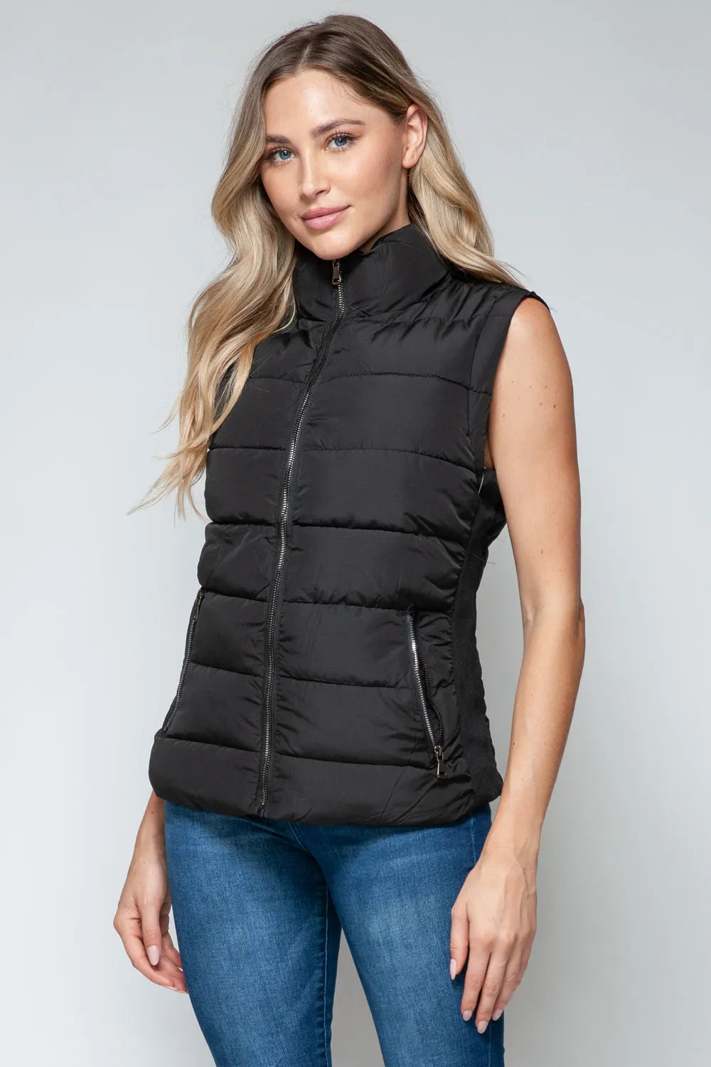 Snobbish Zip Up Turtleneck Vest with Pockets - Wellen Fashion