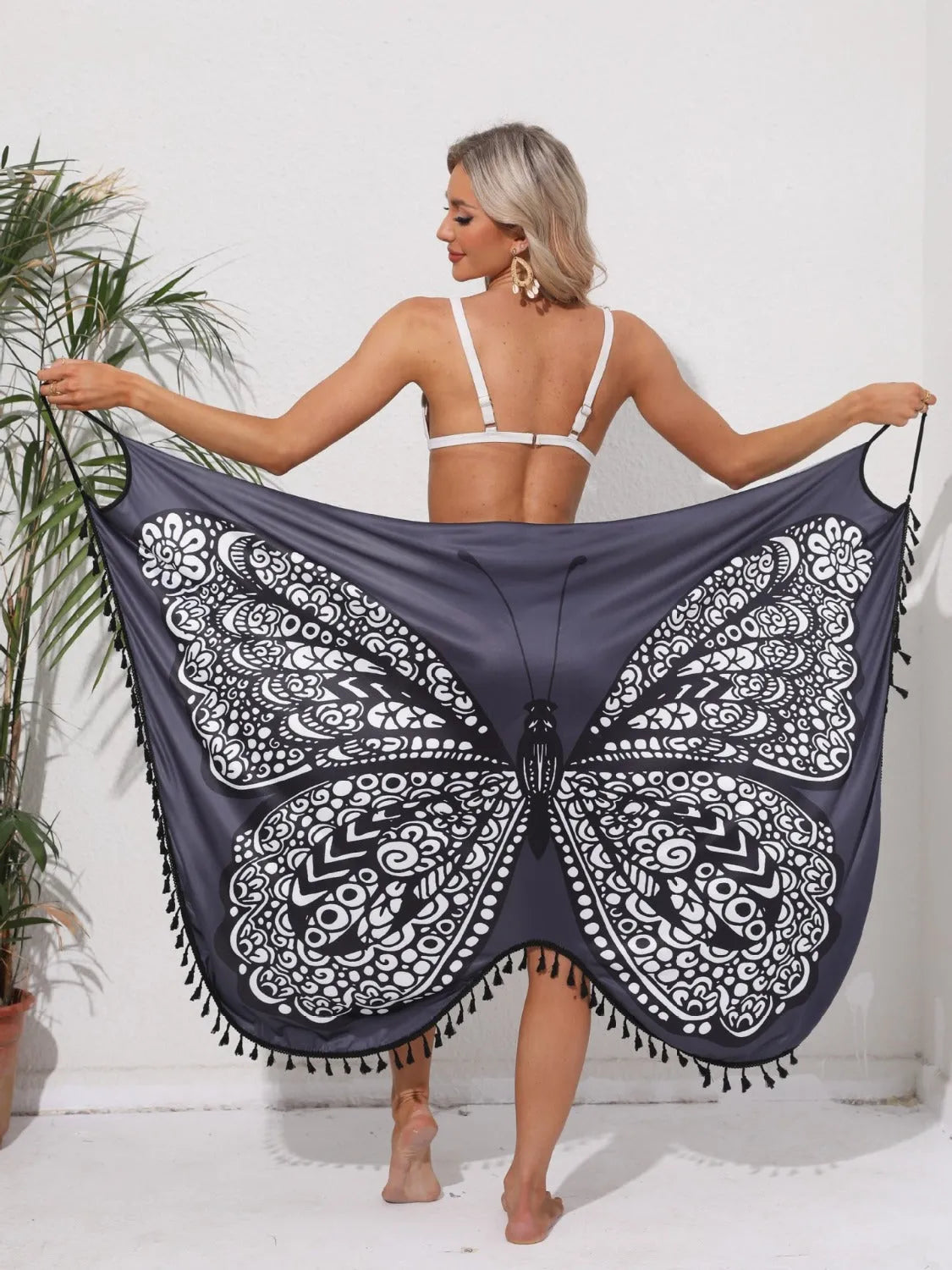 Tassel Butterfly Spaghetti Strap Cover Up - Wellen Fashion