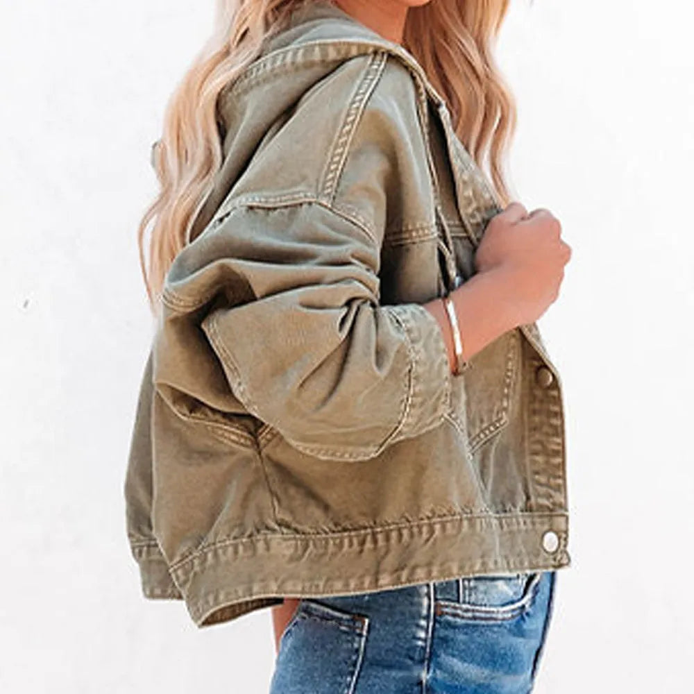 Hooded Dropped Shoulder Denim Jacket - Wellen Fashion