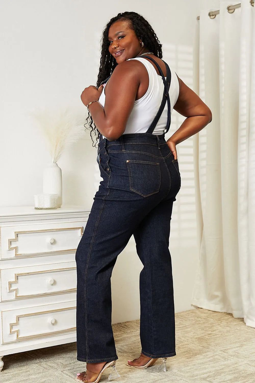 Judy Blue Full Size High Waist Classic Denim Overalls - Wellen Fashion