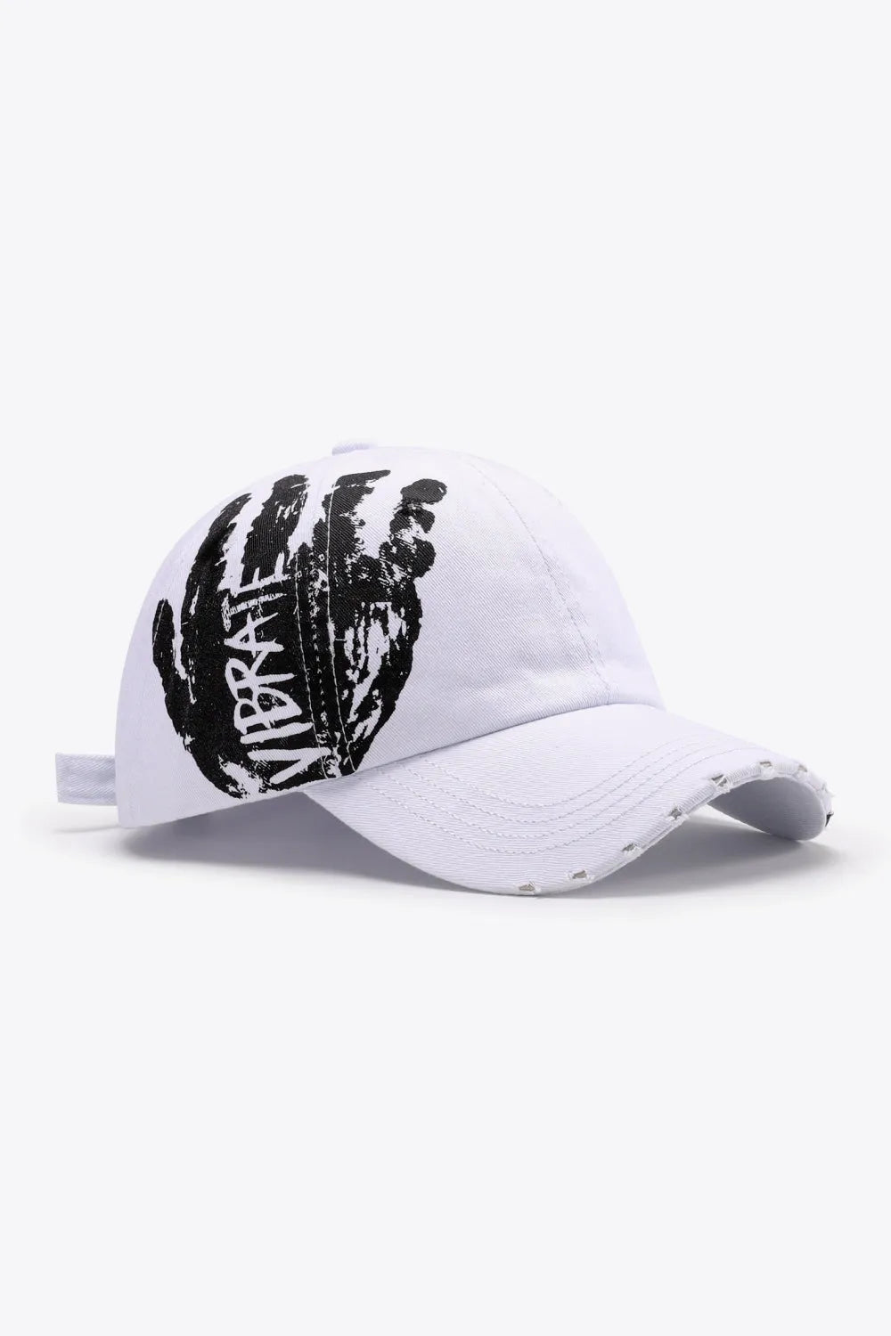 VIBRA Graphic Distressed Adjustable Baseball Cap - Wellen Fashion