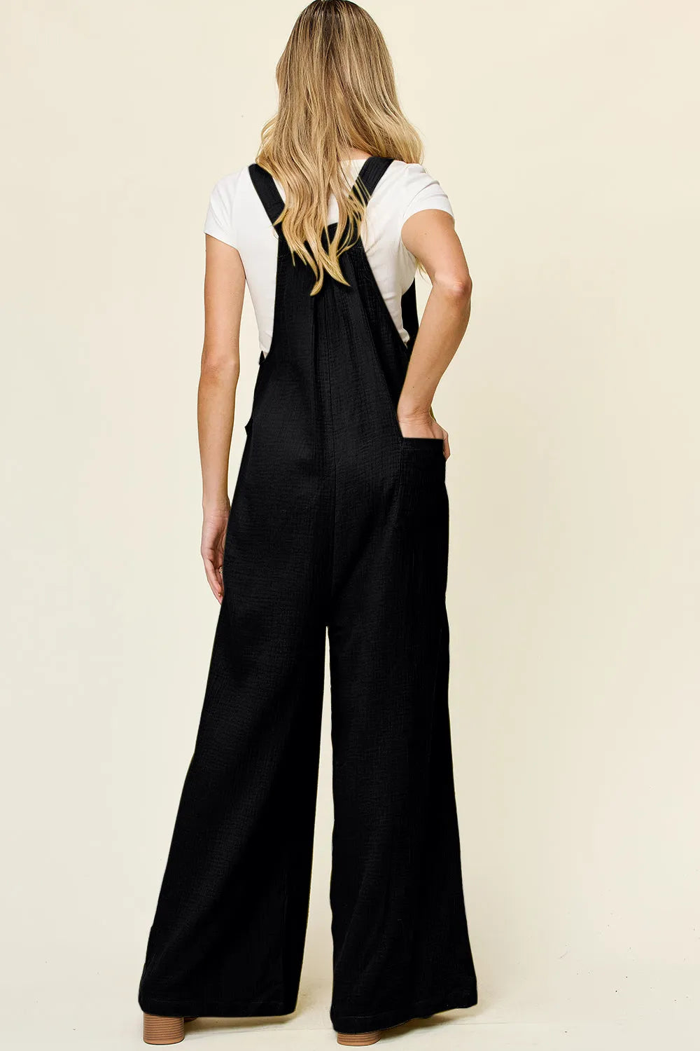 Double Take Full Size Texture Wide Strap Wide Leg Overall - Wellen Fashion