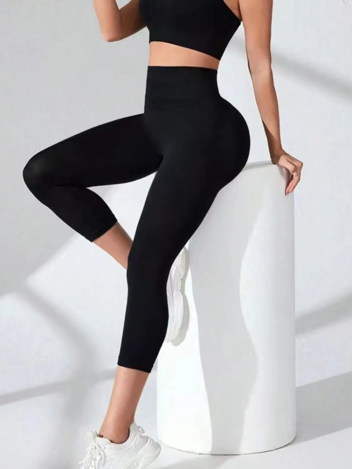 High Waist Cropped Active Leggings - Wellen Fashion