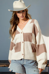 Double Take Full Size Checkered Dropped Shoulder Cardigan - Wellen Fashion