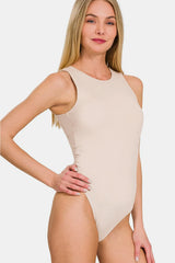 Zenana Round Neck Sleeveless Padded Bodysuit - Wellen Fashion