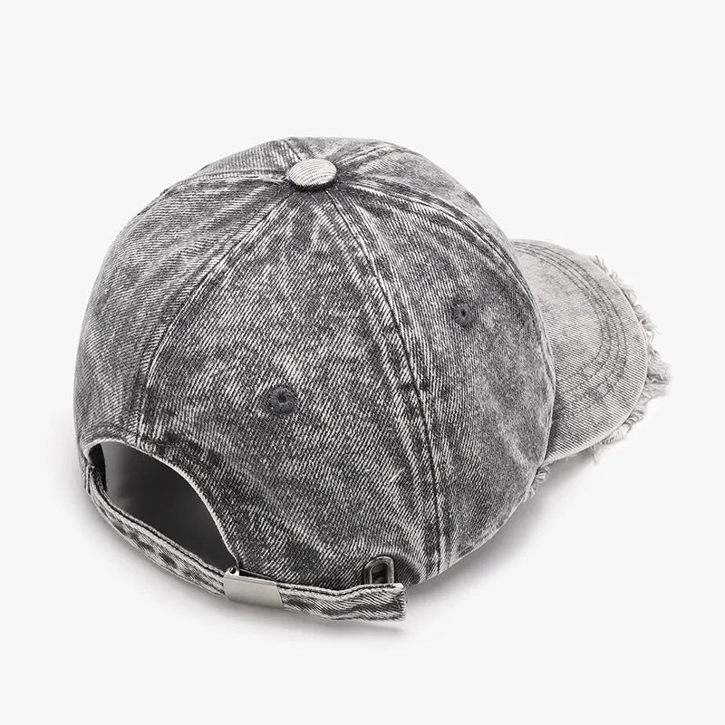 Raw Hem Cotton Baseball Cap - Wellen Fashion