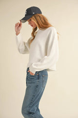 Mable Round Neck Dolman Sleeve Cropped Sweater - Wellen Fashion