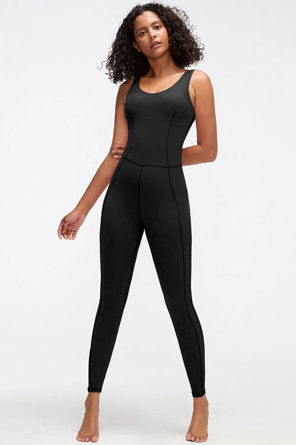 Crisscross Wide Strap Active Jumpsuit - Wellen Fashion