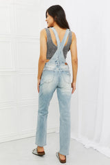 Judy Blue Melina Full Size Distressed Straight Leg Overalls - Wellen Fashion