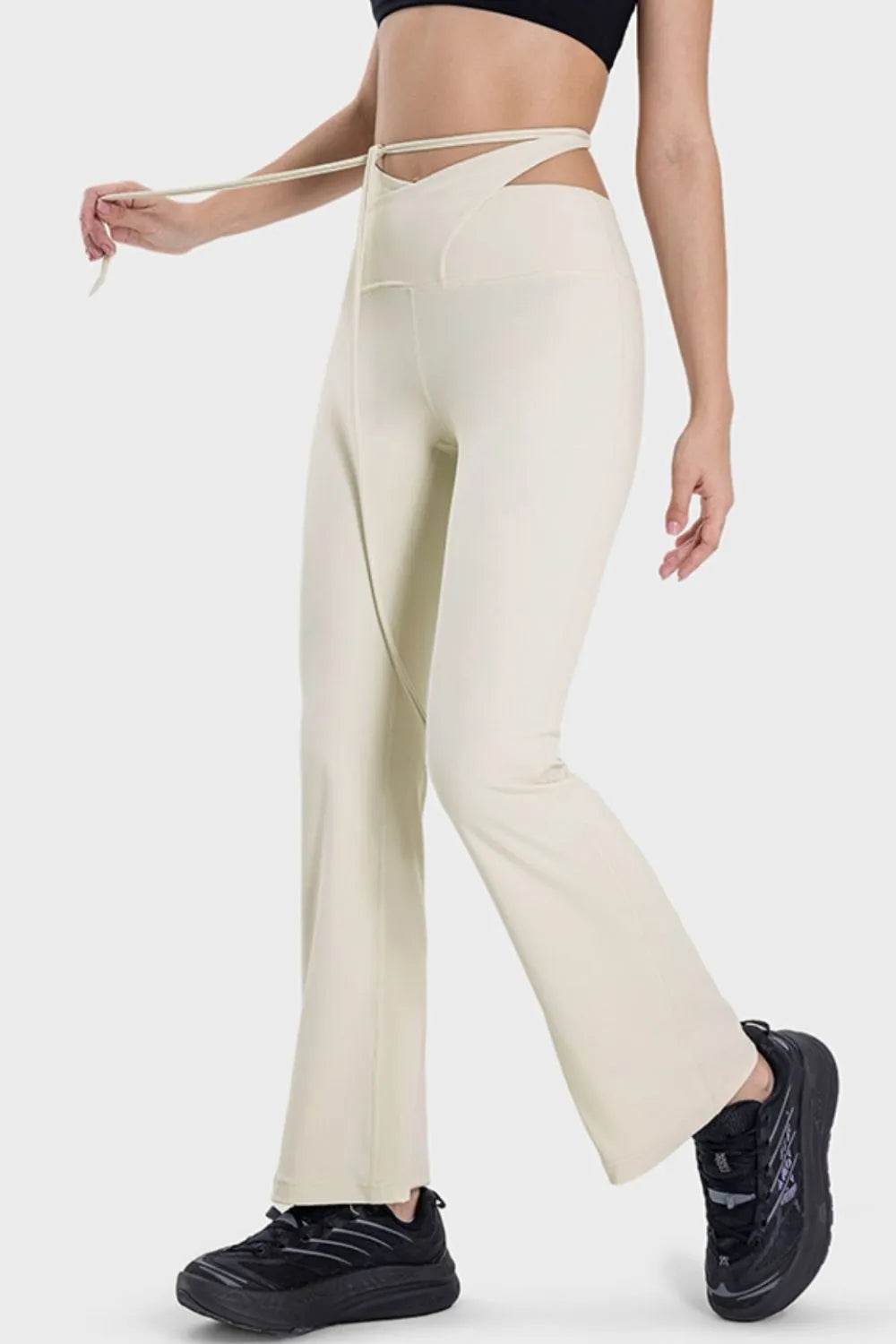 Millennia Tied Mid-Rise Waist Active Pants - Wellen Fashion