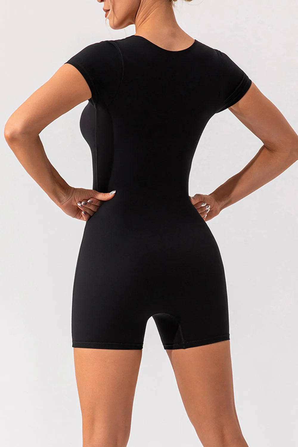 Square Neck Cap Sleeve Active Romper - Wellen Fashion