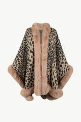 Leopard Open Front Poncho - Wellen Fashion