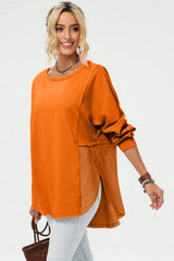 Double Take Full Size Long Sleeve High-Low T-Shirt - Wellen Fashion