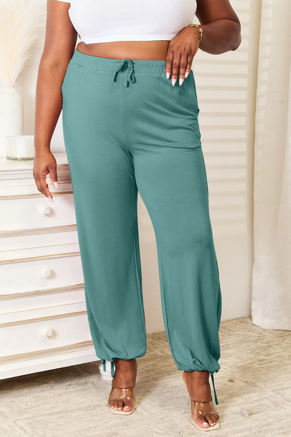 Basic Bae Full Size Soft Rayon Drawstring Waist Pants with Pockets - Wellen Fashion