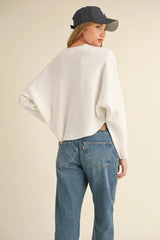 Mable Round Neck Dolman Sleeve Cropped Sweater - Wellen Fashion