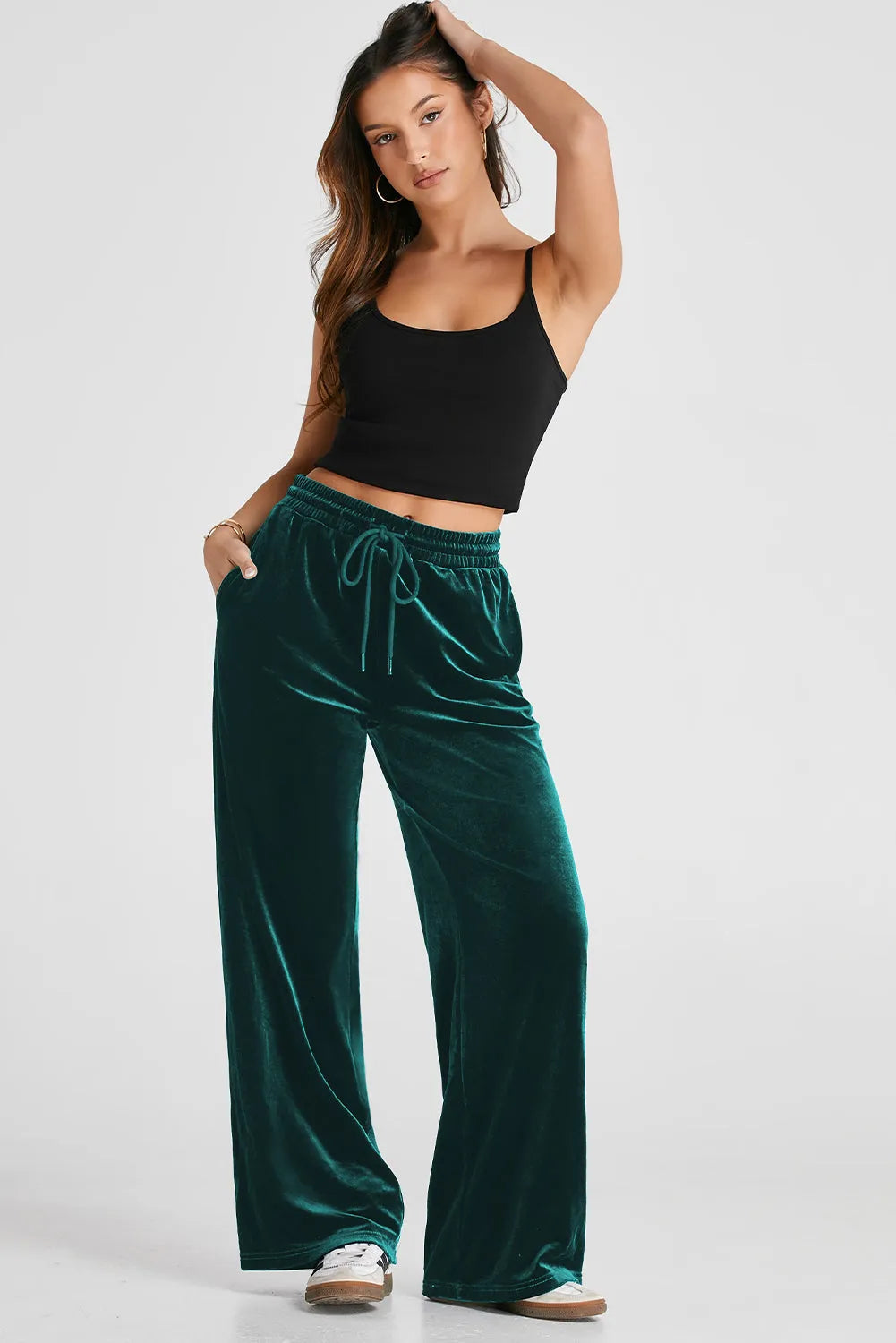 Drawstring Wide Leg Active Pants - Wellen Fashion