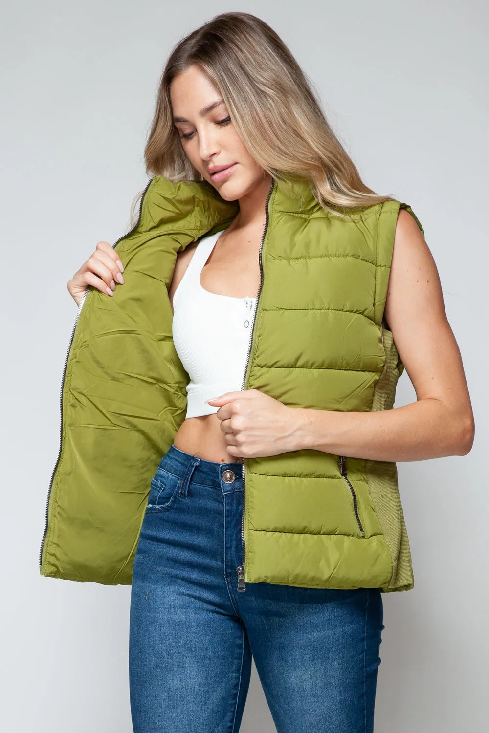 Snobbish Zip Up Turtleneck Vest with Pockets - Wellen Fashion