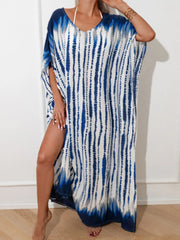 Slit Tie-Dye Half Sleeve Cover Up - Wellen Fashion