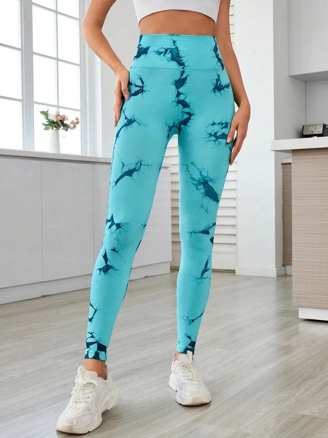 Printed High Waist Active Leggings - Wellen Fashion