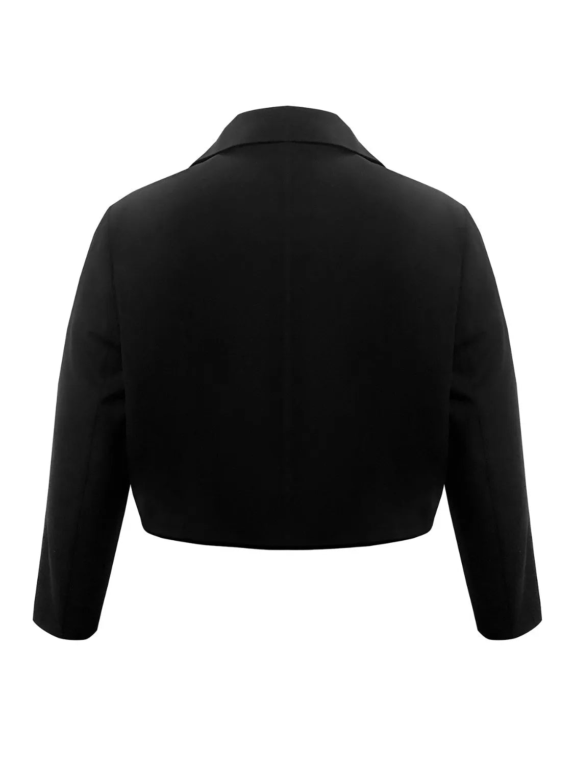 Plus Size Buttoned Lapel Collar Long Sleeve Blazer - Wellen Fashion