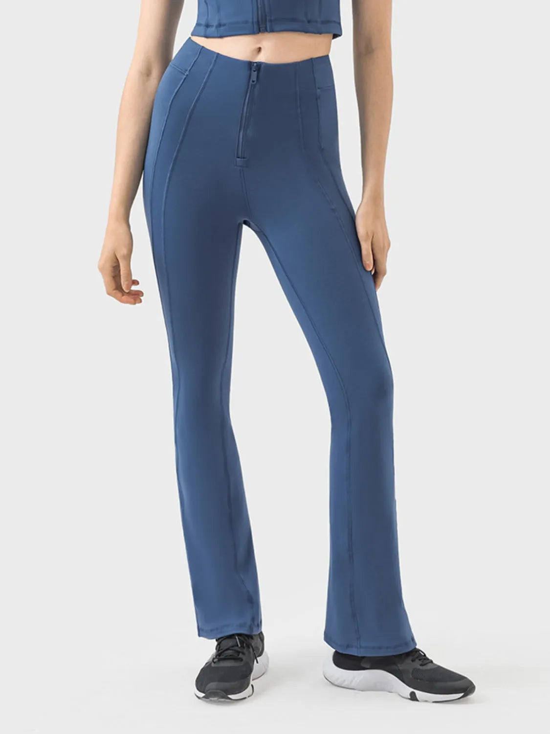 Millennia Zipper Detail High Waist Active Pants - Wellen Fashion