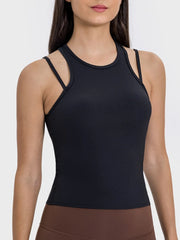 Millennia Cutout Round Neck Racerback Active Tank - Wellen Fashion